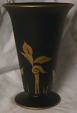 Tiffin Black Satin Vase Gold Jack in the Pulpit
