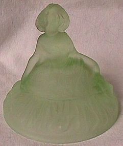 Tiffin Dancing Lady Green Frosted Powder Jar Lid