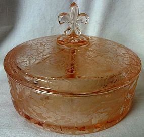 Oakleaf Rose Candy Box & Cover Fostoria Glass