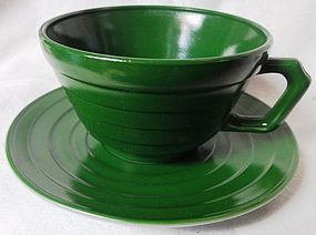 Moderntone Green Cup and Saucer Hazel Atlas Glass