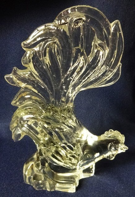 Fighting Roosters Crystal 7.5 x 5.5&quot; Heisey Glass Company