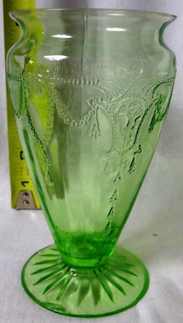 Cameo Green Vase Hocking Glass Company