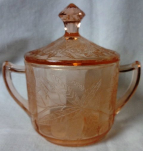 Floral Pink Sugar and Lid Jeannette Glass Company