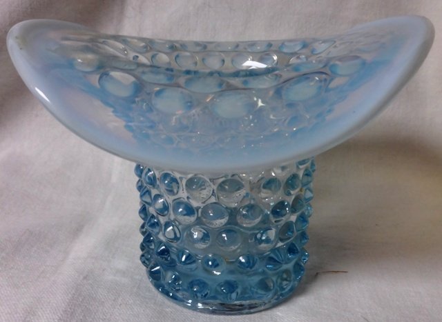 Hobnail Blue Opalescent Hat Duncan Miller Glass