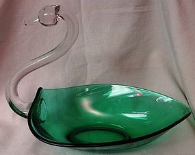 Pall Mall Swan Emerald Green 9 x 11.5" Duncan Miller Glass Company