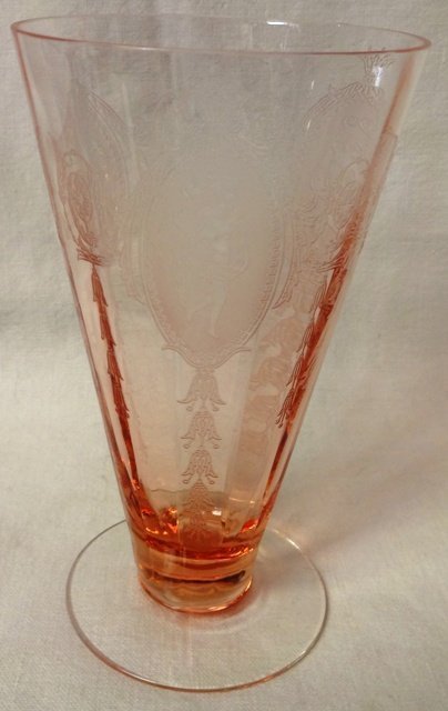 Classic Pink Footed Tumbler 13 oz 6&quot; Ice Tea Tiffin Glass Company