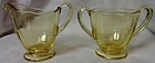 Fairfax Topaz Creamer 3" & Sugar 2.5" Fostoria Glass Company