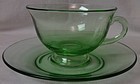 Pioneer Green Tea Cup & Saucer Fostoria Glass Company