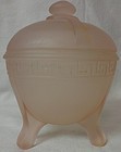 Greek Key Pink Frosted Powder Jar