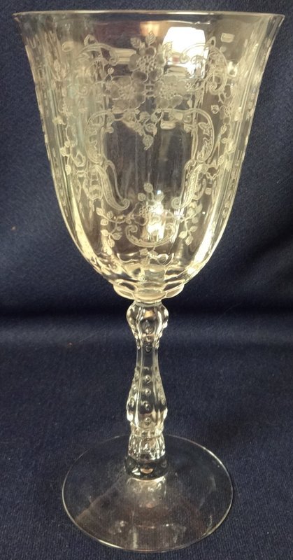 Meadow Rose Crystal Goblet 7 5/8&quot; 10 oz Fostoria Glass Company