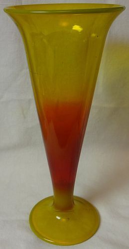 Vase 10" Orange Co-Operative Flint Glass Company