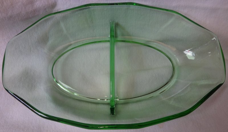 Fairfax Green Relish 8.5&quot; 2 Part Fostoria Glass Company