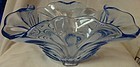 Cambridge Moonlight Blue Bowl 12" 4 Footed Square Cambridge Glass