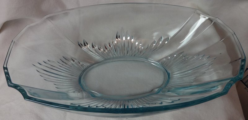 Flame Oval Bowl Azure 12.5&quot; Fostoria Glass Company