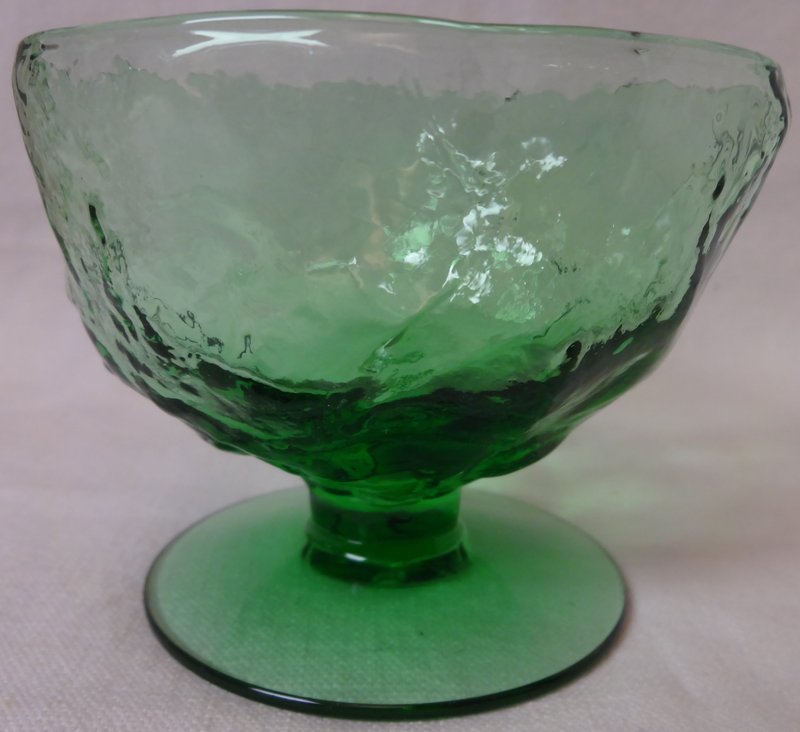 Crinkle Green Sherbet 3&quot; 6 oz Morgantown Glass Company