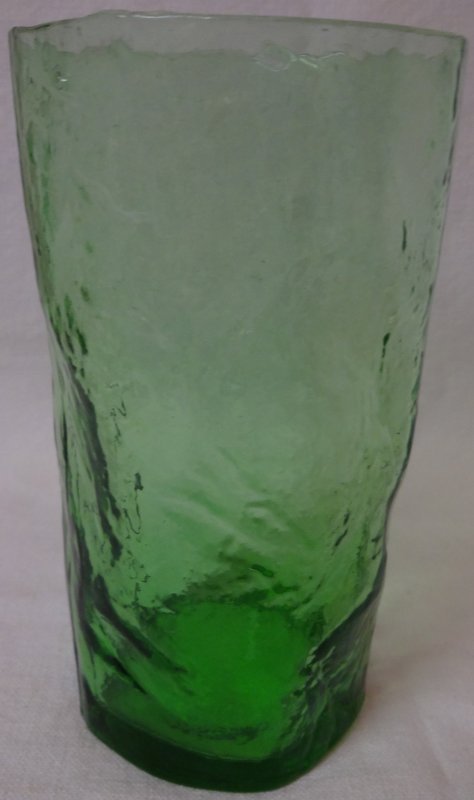 Crinkle Green Water Tumbler 5&quot; 10 oz Morgantown Glass Company