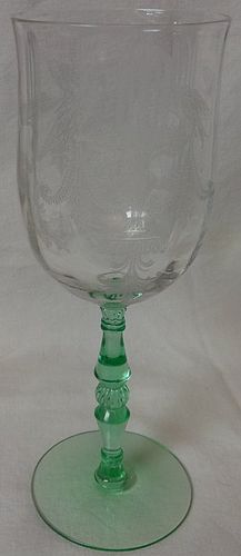Fontaine Goblet Green & Crystal 8.25" Tiffin Glass Company