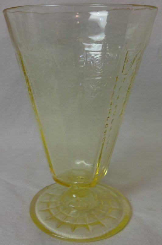 Princess Yellow Water Tumbler Footed 5.25&quot; 10 oz Hocking Glass Company
