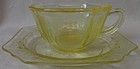 Princess Yellow Cup and Saucer Hocking Glass Company