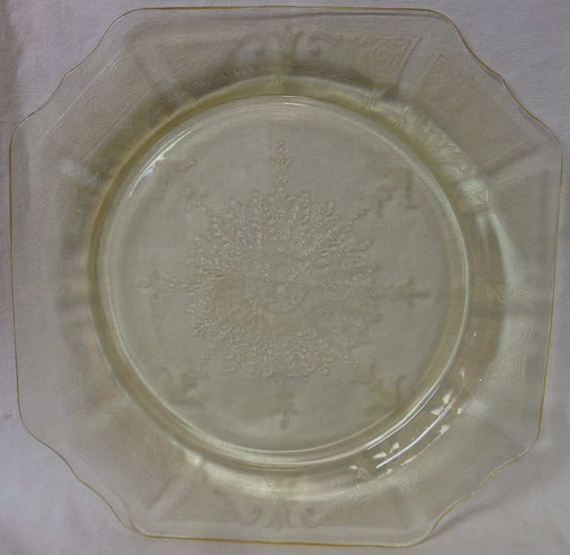 Princess Yellow Dinner Plate 9&quot; Hocking Glass Company
