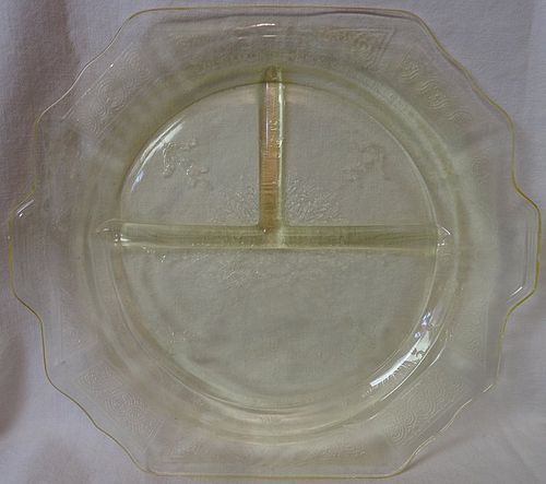 Princess Yellow Grill Plate 9.5" Hocking Glass Company