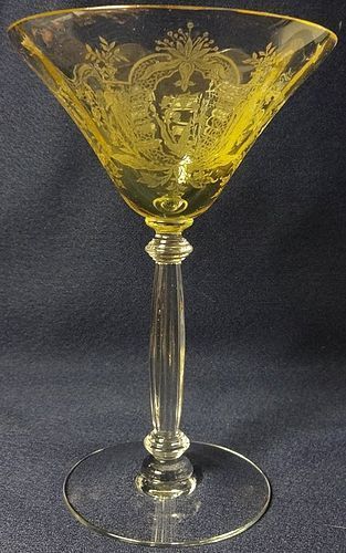 LaFleure Yellow Saucer Champagne 6.25" 6 oz Tiffin Glass Company
