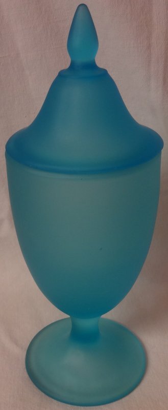Sky Blue Satin Candy 9.5&quot; Tiffin Glass Company