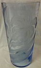 Swedish Optic Copen Blue Vase 12" Carved Magnolia Tiffin Glass Company