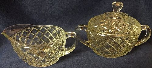 Waterford Crystal Creamer Sugar and Lid Hocking Glass Company