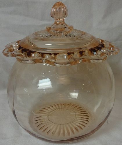 Old Colony Pink Cookie Jar and Lid Hocking Glass Company