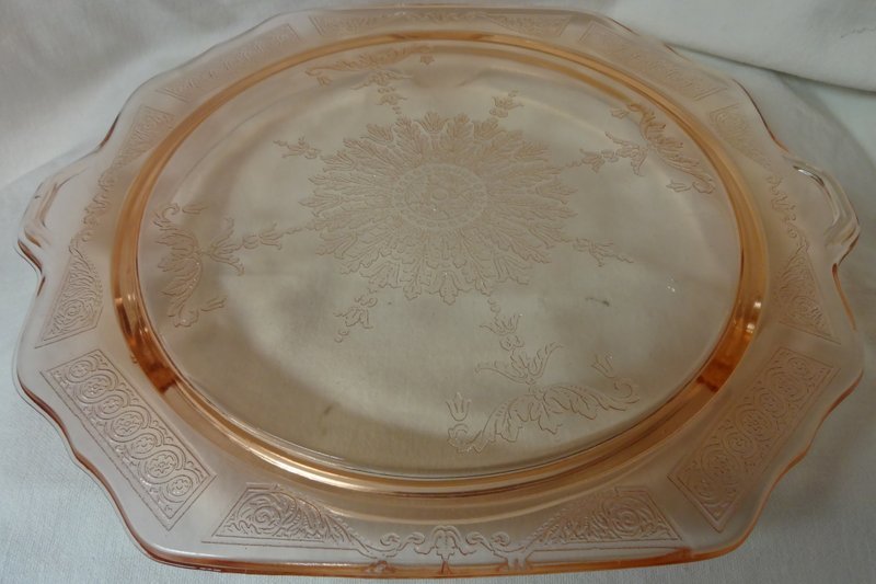 Princess Pink Cake Plate 10&quot; Footed Hocking Glass Company