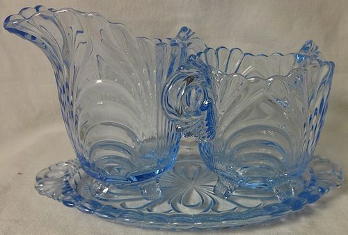 Caprice Moonlight Blue Creamer 4.25" and Sugar 3.5" on Tray #42