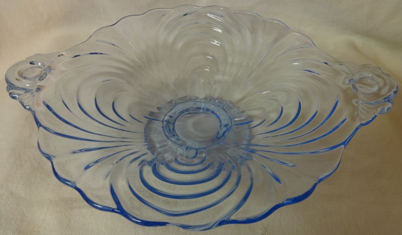 Caprice Moonlight Blue Low Footed Plate Cambridge Glass Company