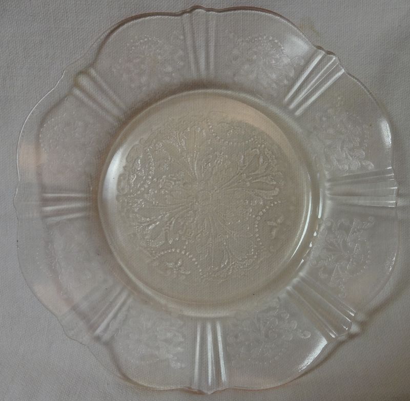 American Sweetheart Pink Bread &amp; Butter Plate 6&quot; Mac Beth Evans Glass