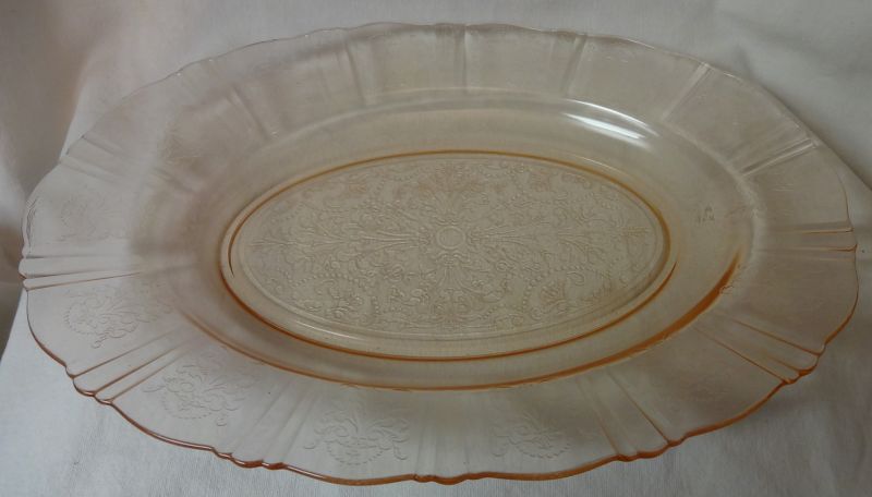 American Sweetheart Pink Platter Oval 13&quot; Mac Beth Evans Glass Company