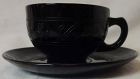 Cloverleaf Black Cup & Saucer Hazel Atlas Glass Company