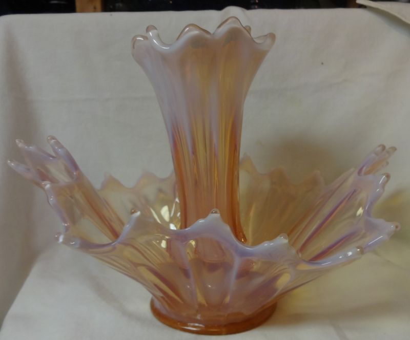 Heirloom Pink Opalescent Large Epergne 16&quot; Across 9.5&quot; Tall Fostoria