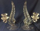 Plume Crystal Pair Candlesticks 1 Lite 9.5" Fostoria Glass Company