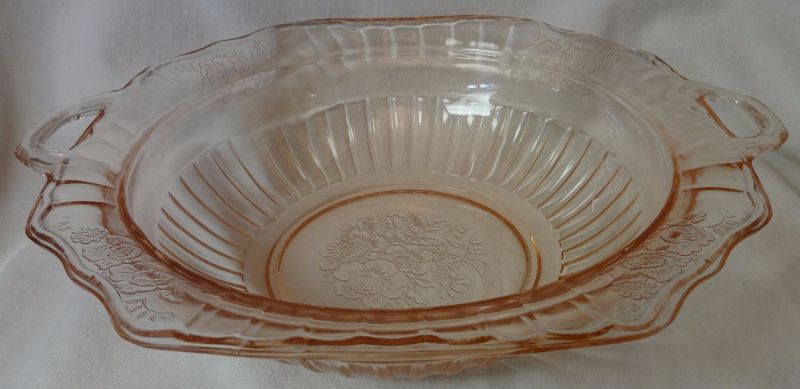 Mayfair Pink 10&quot; Handled Bowl Hocking Glass Company