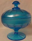 Blue Stretch Covered Bon Bon 6.25" Tall Fenton Glass Company