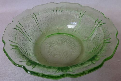 Cherry Blossom Green Cereal Bowl 5.75" Jeannette Glass Company