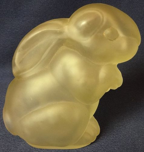 Bunny Crystal Frosted 5" Paden City Glass Company