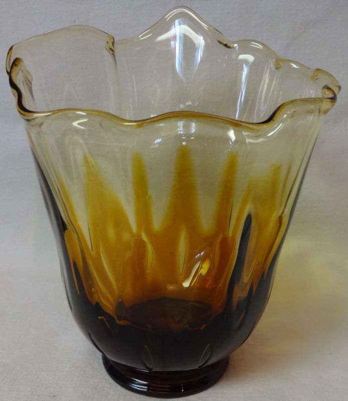 Hawaiian Amber &amp; Brown Vase 7.5&quot; Fostoria Glass Company