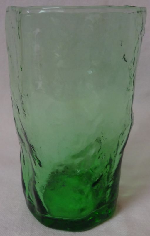 Crinkle Green Juice Tumbler Flat 4&quot; 6 oz Morgantown Glass Company