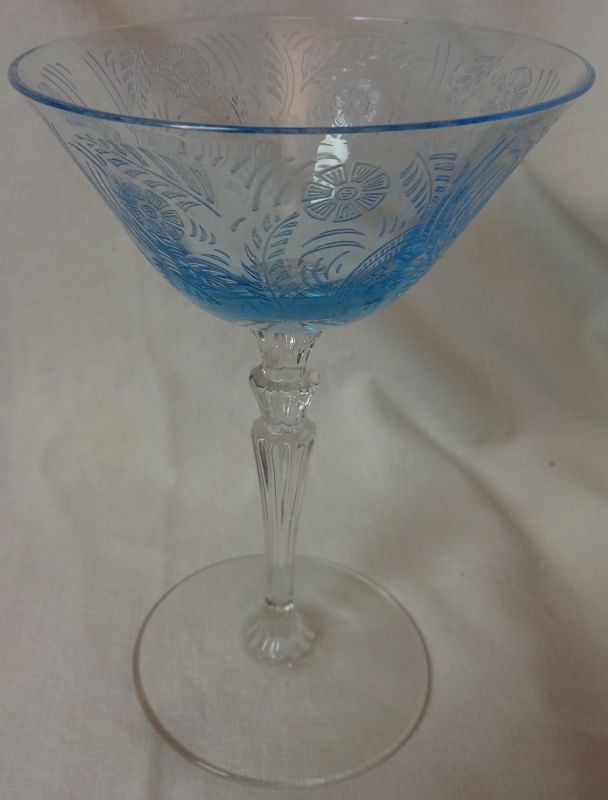 Kashmir Blue Saucer Champagne 6 1/8&quot; Fostoria Glass Company