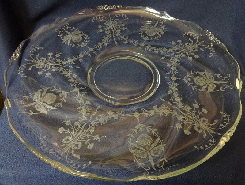 Orchid Crystal Rolled Edge Torte Plate 14&quot; Heisey Glass Company