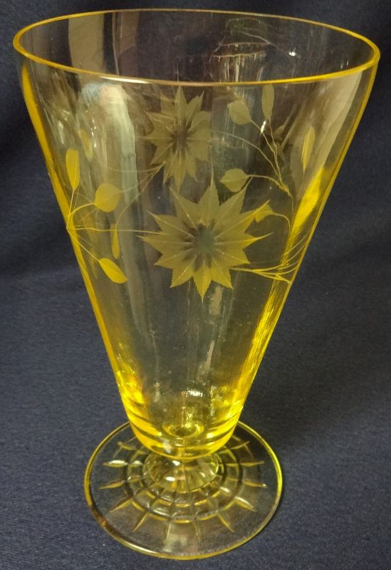 Hocking Glass Yellow Ice Tea Tumbler 6.5&quot; 12.5 oz Footed