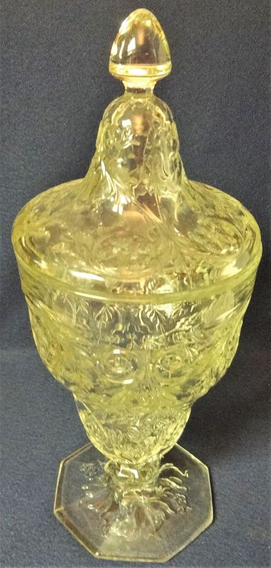 Rock Crystal Candy &amp; Lid Footed 9.25&quot; McKee Glass Company