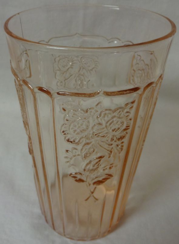 Mayfair Pink Ice Tea Tumbler Flat 5.25&quot; 13.5 oz Hocking Glass Company
