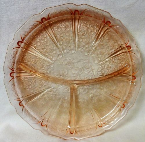Cherry Blossom Pink Grill Plate 9" Jeannette Glass Company